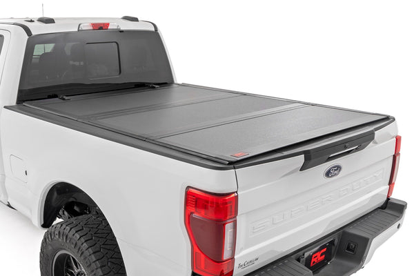 Rough Country - Hard Tri-Fold Flip Up Bed Cover - 6'10 In. Bed - Ford F-250/F-350 Super Duty (17-25)