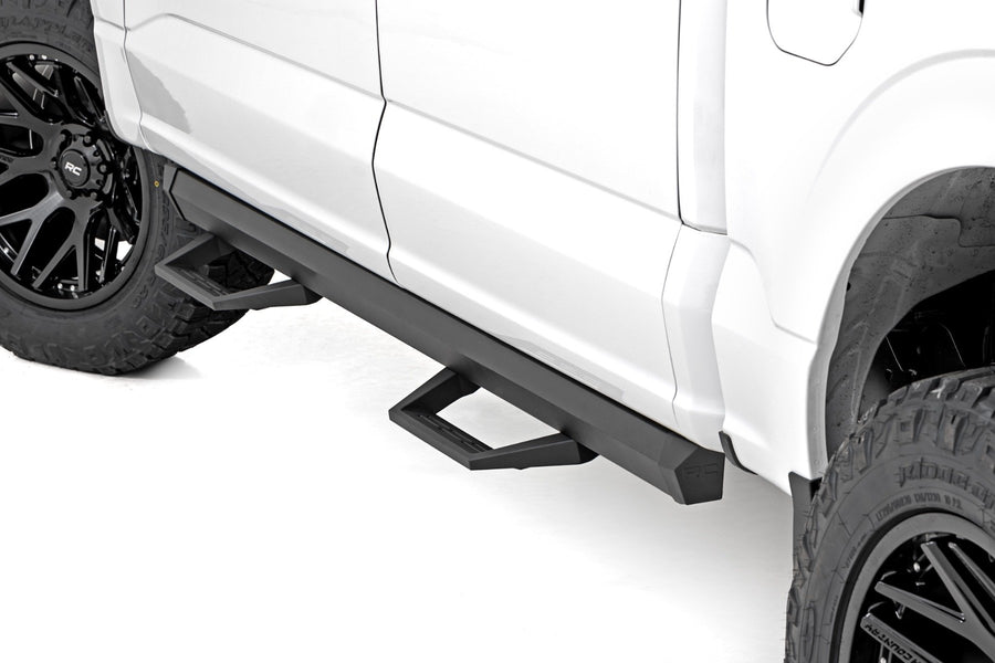 Rough Country - SRL2 Adj Aluminum Step - Crew Cab - Ford F-150/Lightning/F-250/F-350/Raptor (15-25)