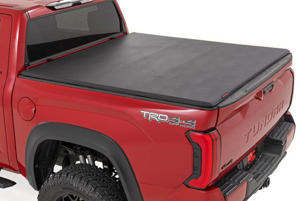 Rough Country - Soft Tri-Fold Bed Cover - 5'7" Bed - With And W/o OE Rail - Toyota Tundra (22-26) - 41419560A