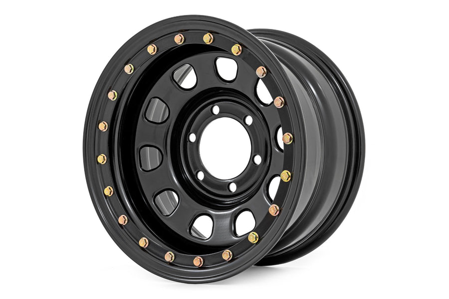 Rough Country - Steel Simulated Beadlock Wheel/Black/15x8/5x4.5/3.30 Bore/-19
