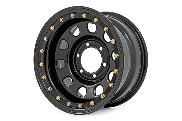 Rough Country - Steel Simulated Bead Lock Wheel/Black/17x9/5x5/3.30 Bore/-12