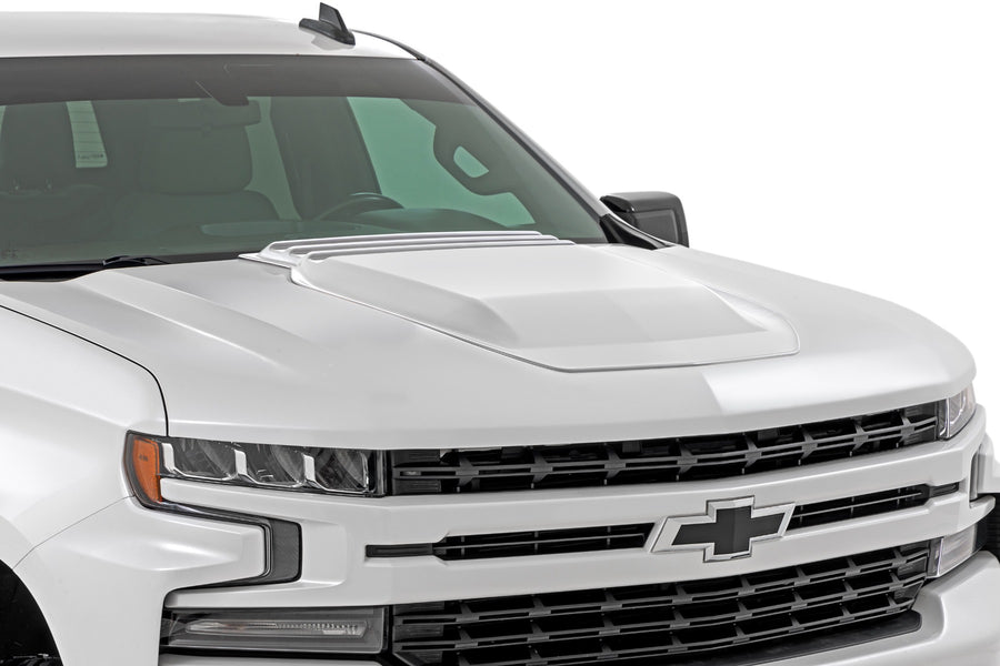 Rough Country - Hood Scoop - GAZ Summit White - Chevy Silverado 1500 2WD/4WD (2019-2025 & Classic)