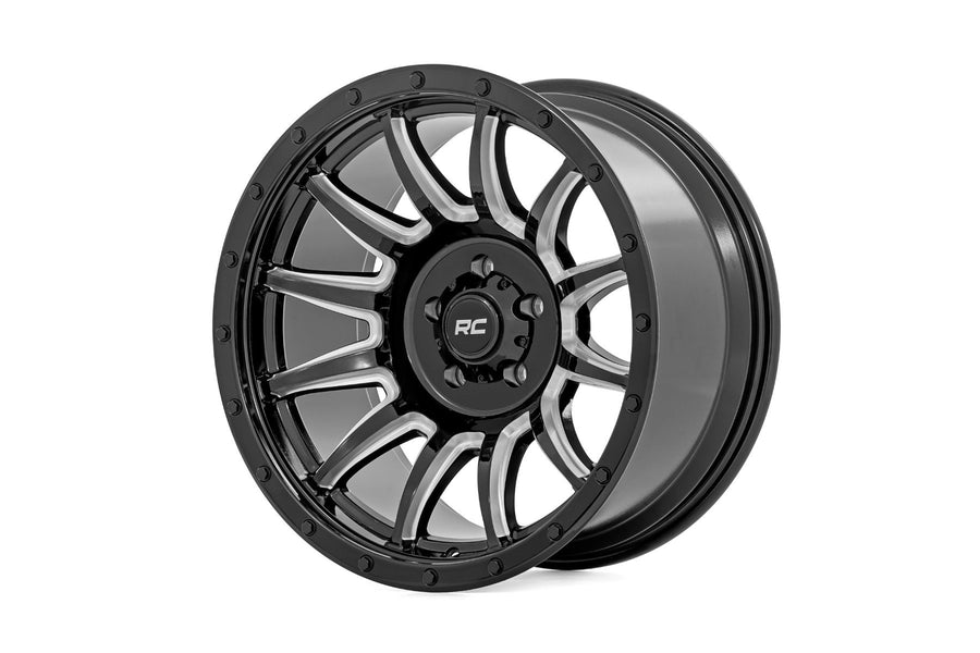 Rough Country - Rough Country 90 Series Wheel/One-Piece/Gloss Black W/machined Spokes/18x9/6x5.5/-12mm