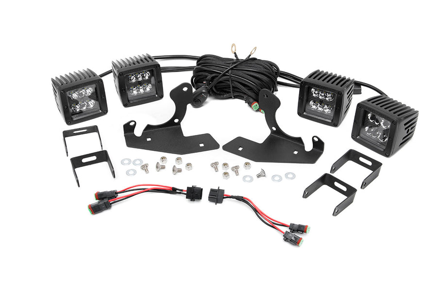 Rough Country - LED Light Kit - Fog Mount - Dual 2 In. Black Pairs - Chevy Silverado 1500/2500HD/3500HD 2WD/4WD