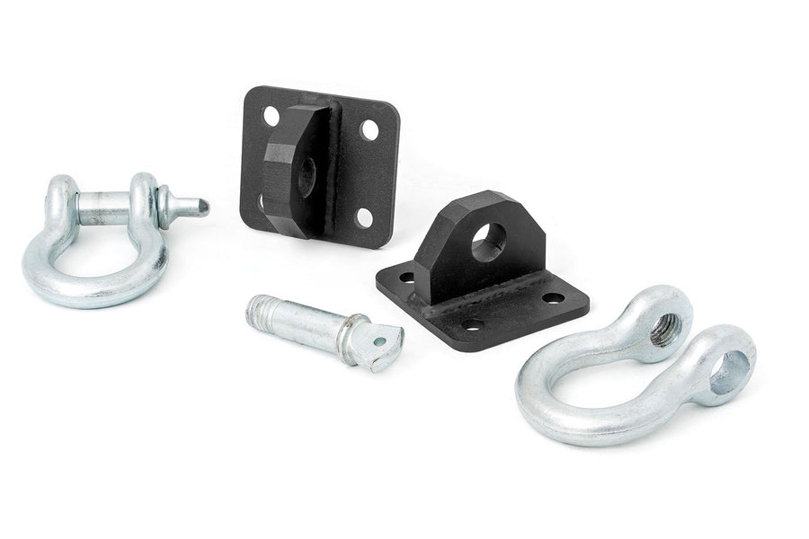 Rough Country - D Ring Shackles And Mounts - TJ Stubby - XJ Winch - Jeep Cherokee XJ (84-01)/Wrangler TJ (97-06)