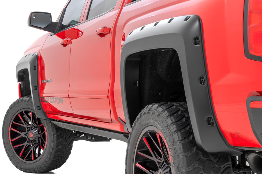 Rough Country - Pocket Fender Flares - 5'9 In. Bed - G9K Satin Steel - Chevy Silverado 1500 (14-18 & Classic)