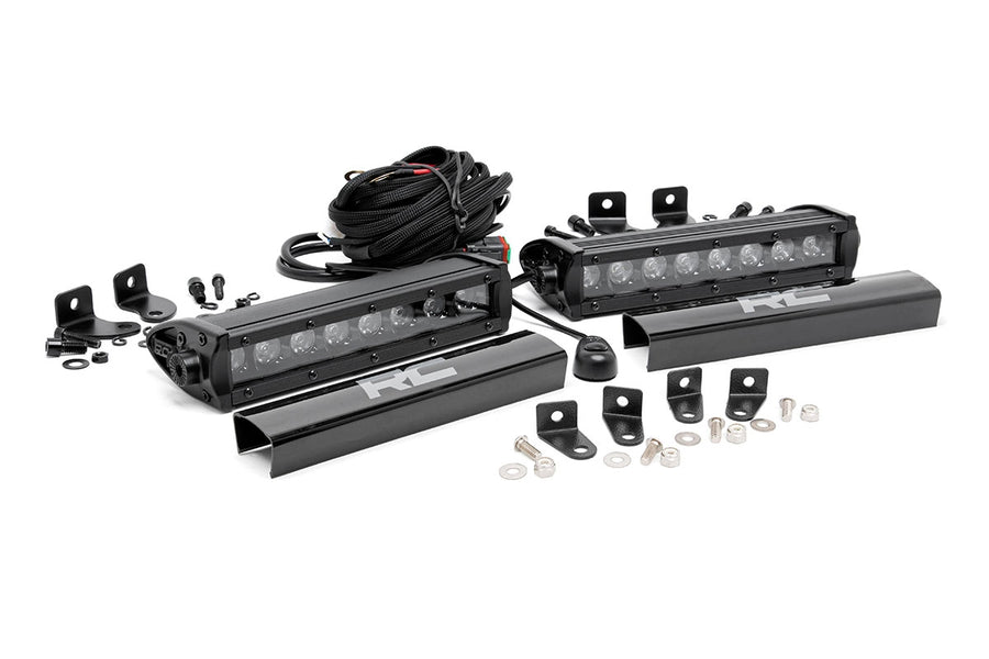 Rough Country - LED Light Kit - Grille Mount - 8 In. Black Pair - Ford F-250 Super Duty (17-19)