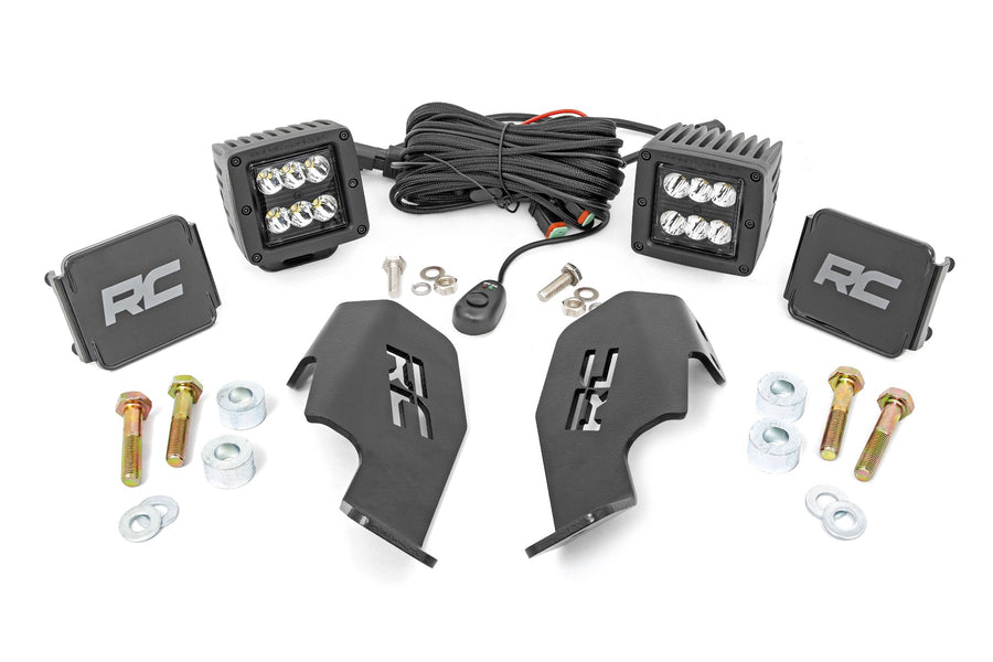 Rough Country - LED Light Kit - Cage Mount - 2 In. Black Pair - Honda Talon 1000