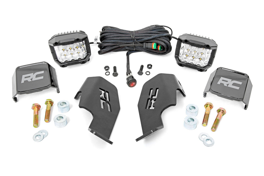 Rough Country - LED Light Kit - Cage Mount - 2 In. Chrome Pair - Wide Angle - Honda Talon 1000