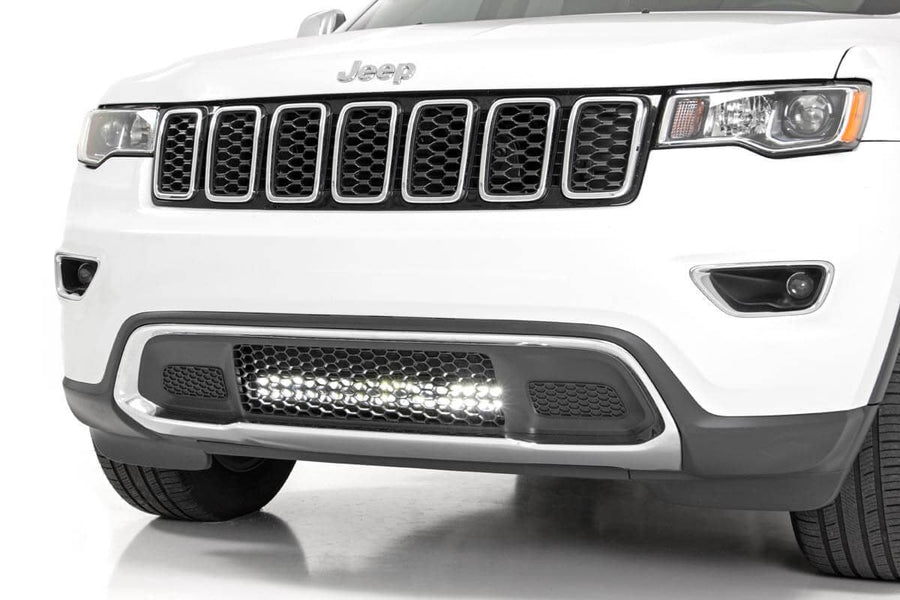 Rough Country - LED Light Kit - Bumper Mount - 20 In. Black Dual Row- Amber DRL - Jeep Grand Cherokee WK2 (11-20)