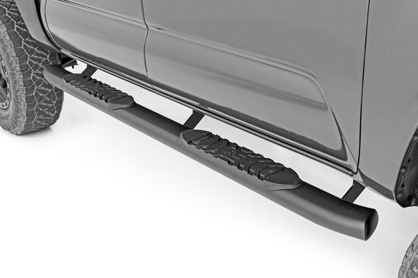 Rough Country - Oval Nerf Step - Double Cab - Black - Toyota Tacoma 2WD/4WD (2005-2023)