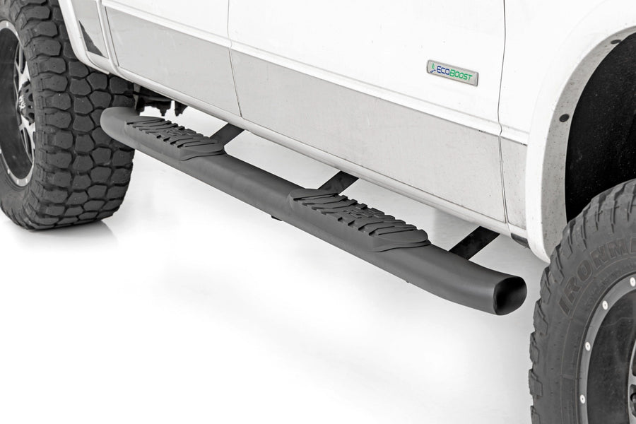 Rough Country - Oval Nerf Step - Crew Cab - Black - Ford F-150 2WD/4WD (2009-2014)