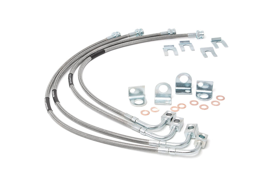 Rough Country - Brake Lines - Stainless - FR & RR - 4-6 Inch Lift - Jeep Wrangler JK/Wrangler Unlimited (07-18)