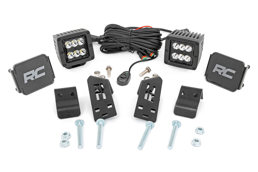 Rough Country - LED Light Kit - In.A In. Pillar Mount - 2 In. Black Pair - Spot - Polaris RZR PRO XP