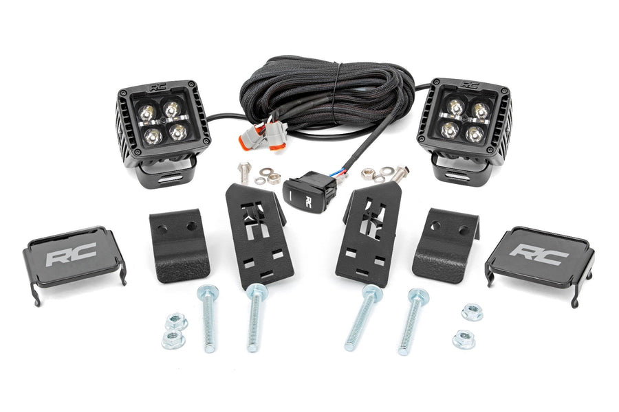 Rough Country - LED Light Kit - In.A In. Pillar Mount - 2 In. Black Pair - Amber DRL - Polaris RZR PRO XP