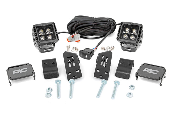 Rough Country - LED Light Kit - In.A In. Pillar Mount - 2 In. Black Pair - White DRL - Polaris RZR PRO XP