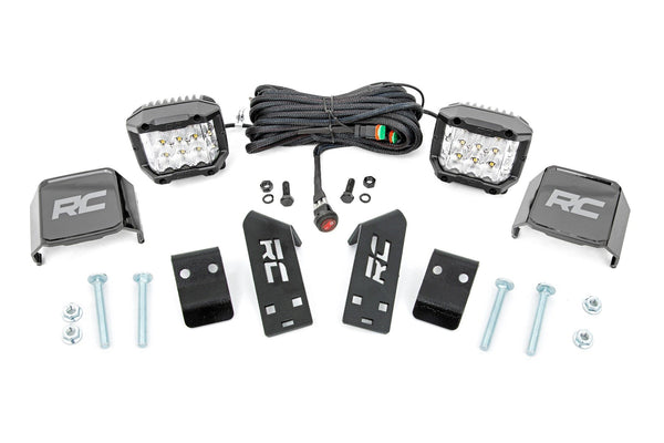 Rough Country - LED Light Kit - In.A In. Pillar Mount - 2 In. Chrome Pair - Wide Angle - Polaris RZR PRO XP