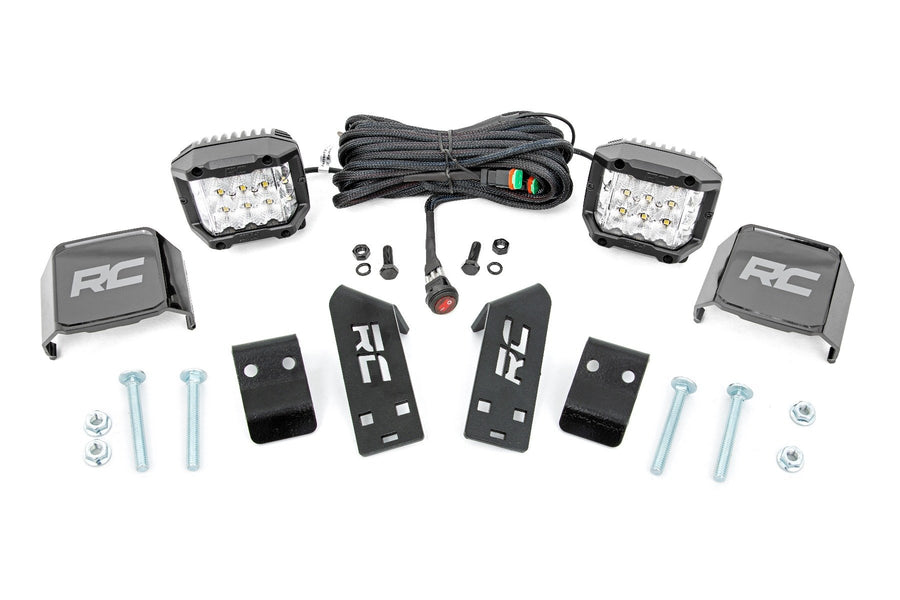 Rough Country - LED Light Kit - In.A In. Pillar Mount - 2 In. Chrome Pair - Wide Angle - Polaris RZR PRO XP
