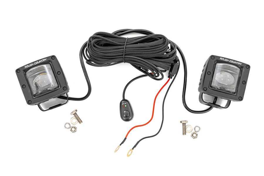 Rough Country - 2 Inch Black Series LED Light Pods - SAE Fog - Yellow