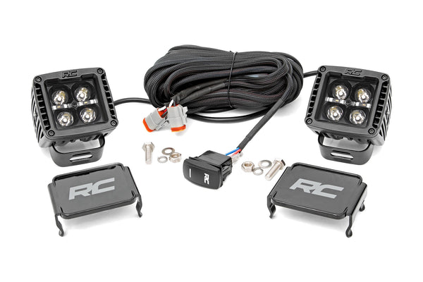 Rough Country - 2 Inch Black Series LED Light Pods - Spot - Square - Cool White DRL