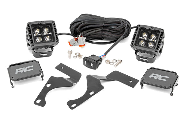 Rough Country - LED Light Kit - Ditch Mount - 2 In. Black Pair - White DRL - Toyota 4Runner (10-24)