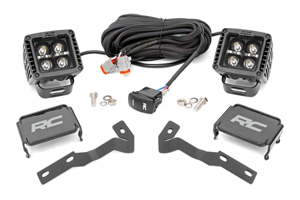 Rough Country - LED Light Kit - Ditch Mount - 2 In. Black Pair - Amber DRL - Toyota Tacoma (05-15)