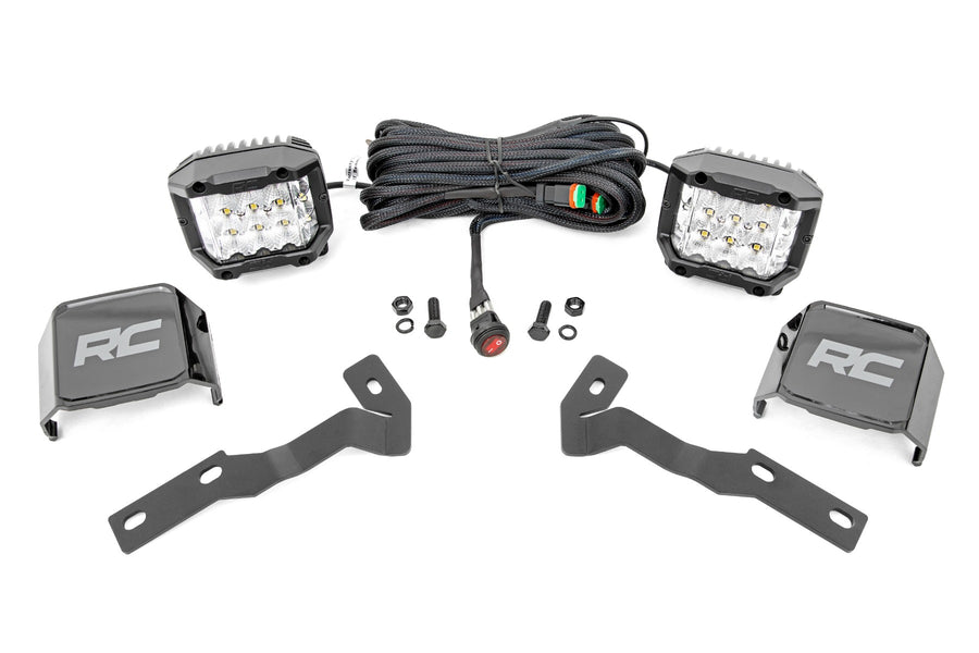 Rough Country - LED Light Kit - Ditch Mount - 3 In. OSRAM - Wide - Toyota Tacoma 2WD/4WD (16-23)