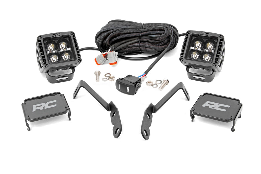 Rough Country - LED Light - Ditch Mount - 2 In. Black Pair - White DRL - Chevy 1500 (2007-2013)