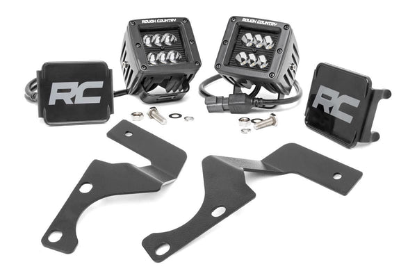 Rough Country - LED Light Kit - Ditch Mount - 2 In. Black Flood Pair - Toyota 4Runner (10-24)