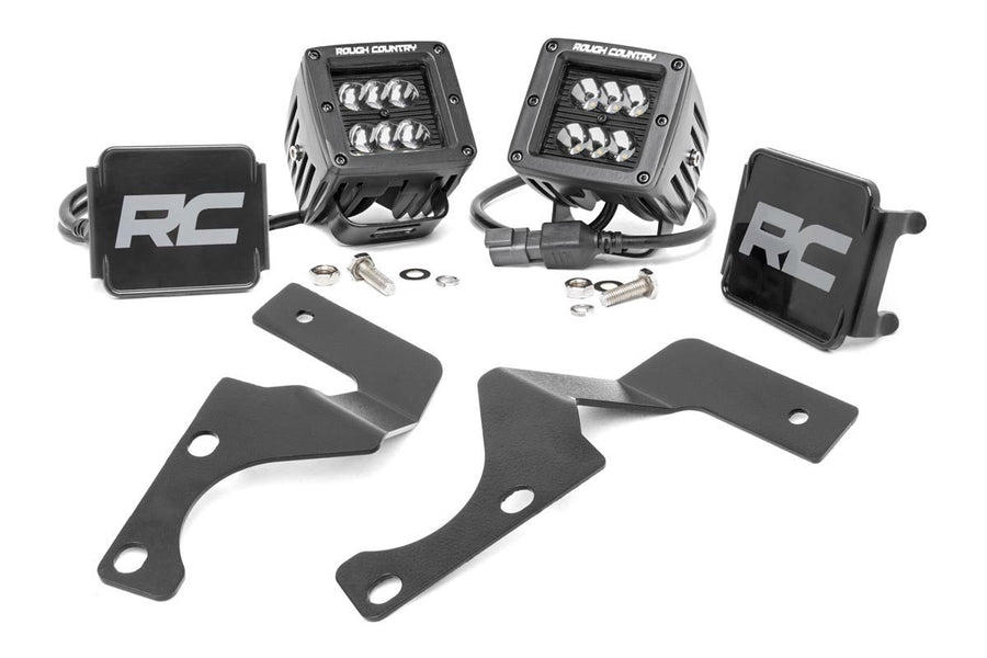 Rough Country - LED Light Kit - Ditch Mount - 2 In. Black Flood Pair - Toyota 4Runner (10-24)