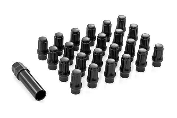 Rough Country - M12 X 1.5 Lug Nut Set Of 24 - Black - Closed End - Extended Thread