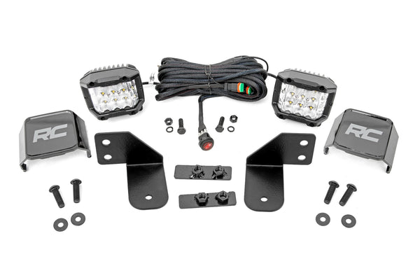 Rough Country - LED Light - RR Cage Mount - 2 In. Chrome Pair - Wide Angle - Polaris Ranger 1000/Ranger XP 900/1000