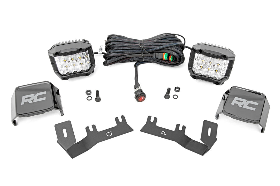 Rough Country - LED Ditch Light Kit - 3in OSRAM Pair - Wide - Chevy/GMC 1500 (14-18 & Classic)