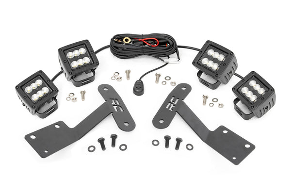 Rough Country - LED Light Kit - Ditch Mount - Dual 2 In. Black Pairs - Flood - Toyota Tundra (14-21)