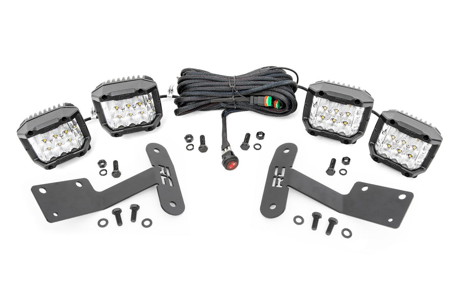 Rough Country - LED Light Kit - Ditch Mount - 3 In. OSRAM - Wide - Toyota Tundra 2WD/4WD (14-21)