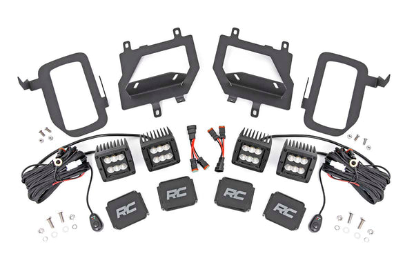 Rough Country - LED Light Kit - Fog Mount - Dual 2 In. Black Pairs - Flood - Ford F-150 (15-17)