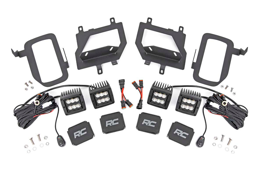Rough Country - LED Light Kit - Fog Mount - Dual 2 In. Black Pairs - Flood - Ford F-150 (15-17)