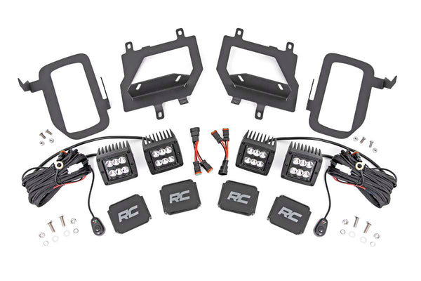 Rough Country - LED Light Kit - Fog Mount - Dual 2 In. Black Pairs - Spot - Ford F-150 (15-17)