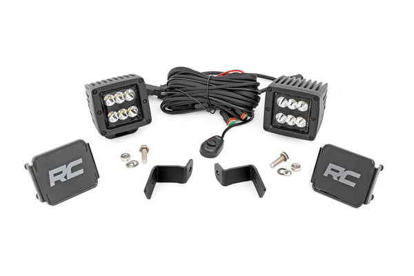 Rough Country - LED Light Kit - Ditch Mount - 2 In. Black Pair - Spot - Ford F-150 (15-25)/F-150 Lightning (22-25)