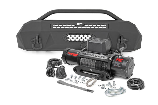 Rough Country - Front Bumper - Hybrid - 12000-Lb Pro Series Winch - Synthetic Rope - Toyota Tacoma (16-23)