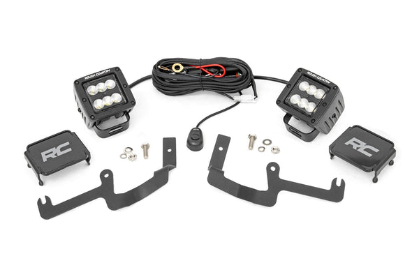 Rough Country - LED Light Kit - Ditch Mount - 2 In. Black Pair - Flood - Chevy Silverado 1500 (19-24)
