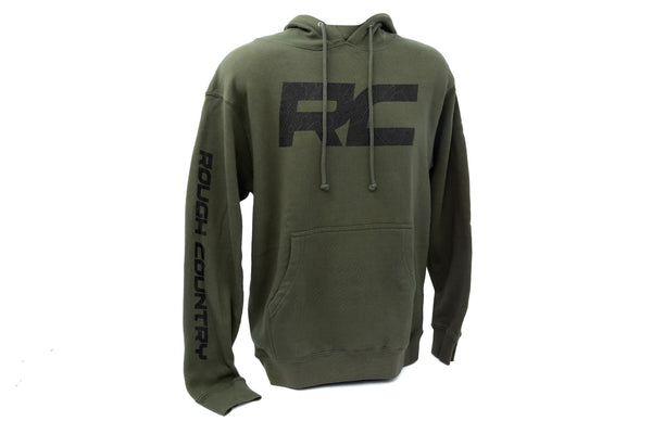 Rough Country - Rough Country Hoodie - RC Topographical Sleeve - Army Green - LG
