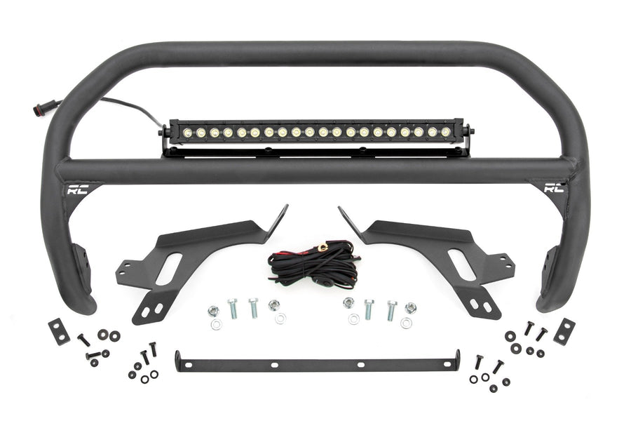 Rough Country - Nudge Bar - W/ Tow Hooks - 20 Inch BLK DRL Single Row LED - Ford Bronco Sport (21-24) - 51156