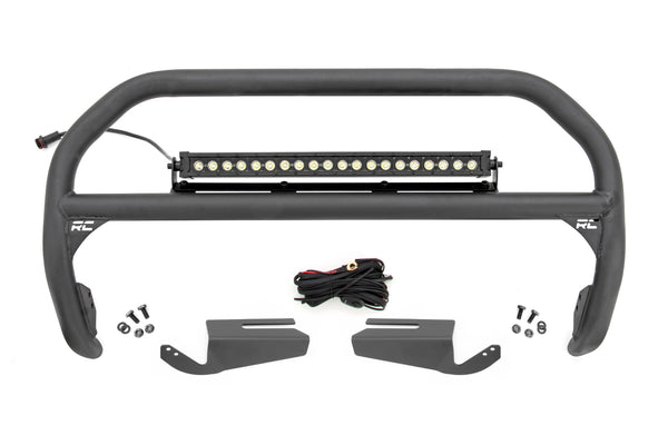 Rough Country - Nudge Bar - 20 Inch BLK DRL Single Row LED - OE Modular Steel - Ford Bronco (21-25)