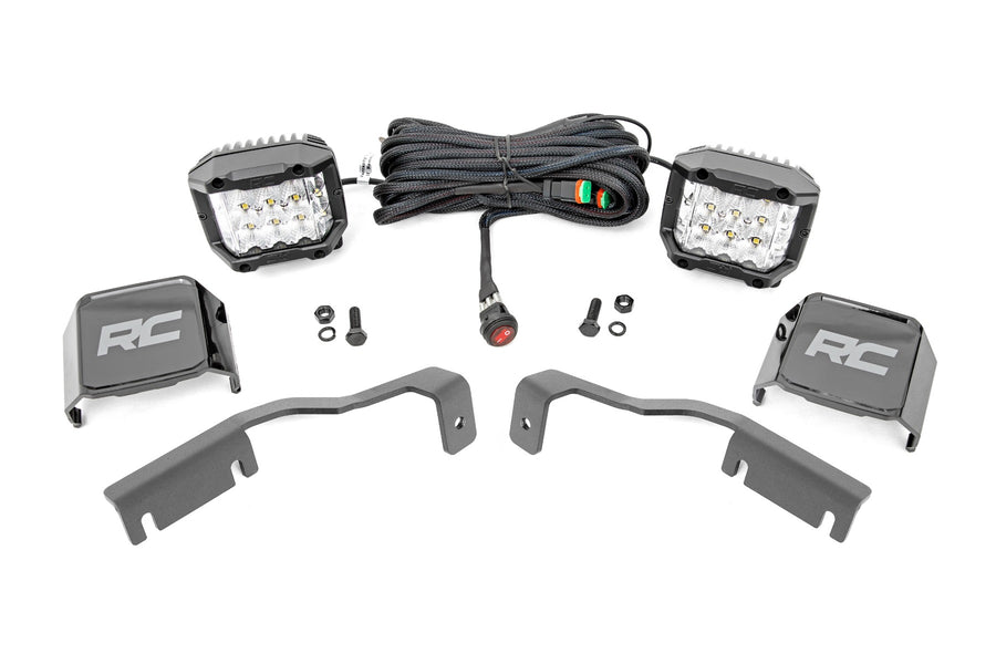 Rough Country - LED Light Kit - Ditch Mount - 3 In. OSRAM - Wide - Nissan Frontier (22-25)