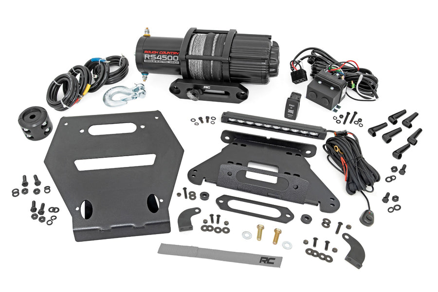 Rough Country - LED Light - Winch Mount - RS4500S - 10 In. Black Slimline - Polaris RZR Pro R