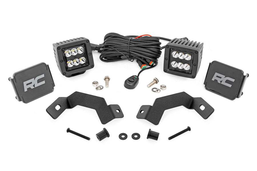 Rough Country - LED Light Kit - Ditch Mount - 2 In. Black Pair - Spot - Toyota Land Cruiser (24-25)