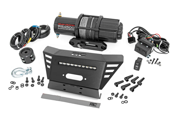 Rough Country - Winch Plate - 4500-LB Winch - 10 In. Black Slimline - Honda Pioneer 520