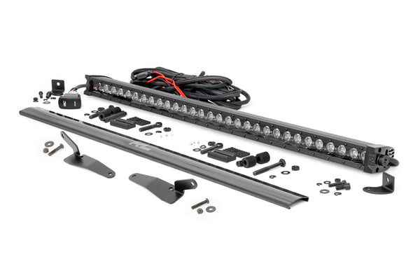 Rough Country - 30 In. Single Row Light Mount - Front - Black Series - White DRL - Polaris RZR Turbo R