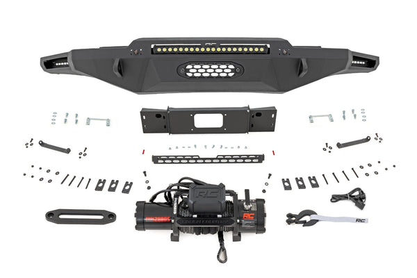 Rough Country - Hybrid Front Bumper - 12000S - Blk LED W/ Amber DRL - Toyota Tundra (22-25)